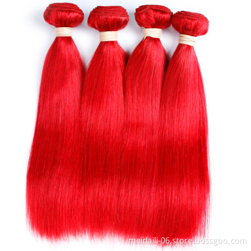3 bundles red brazilian hair weave silky straight shedding free tangle free virgin human hair weft